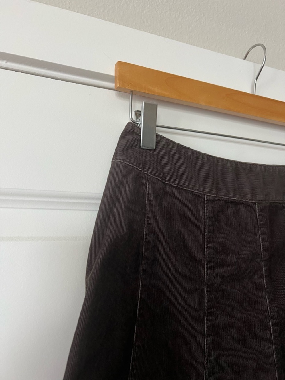 Ann Taylor Petites Corduroy Skirt 0P Brown Embroidered A-Line 100% Cotton - Picture 4 of 14